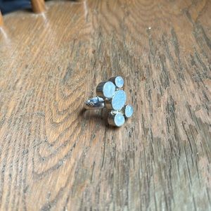 Artisan SS Moonstone/Druzy Ring Sz 8